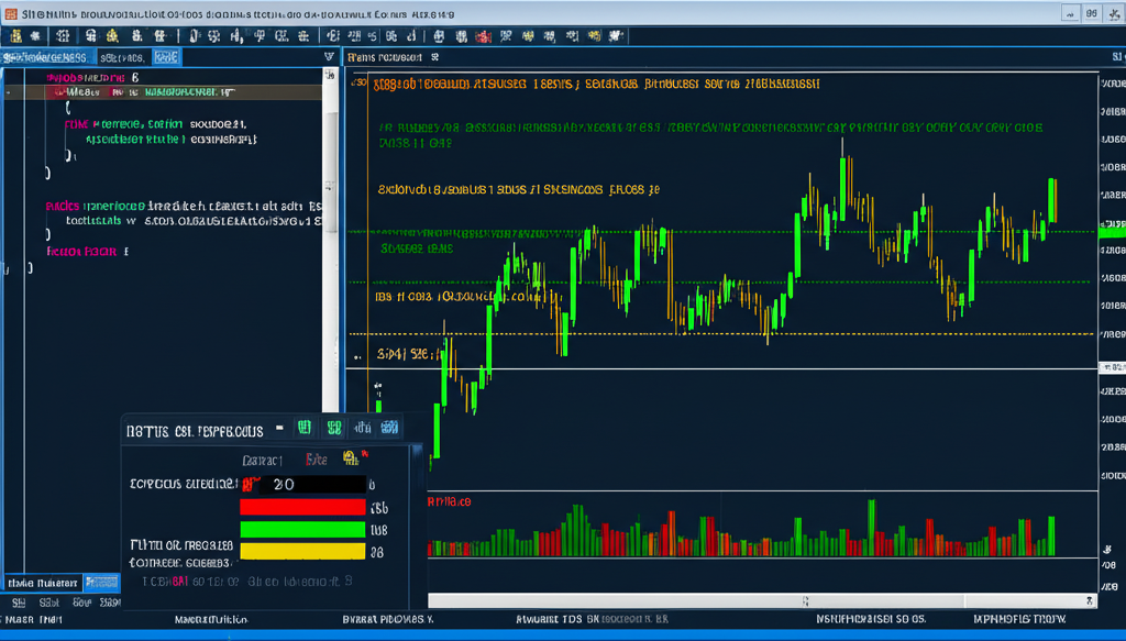 Como Criar Sistema de Filtro de Spread em MQL5 3 Código MQL5 no MetaEditor com filtro de spread e gráfico de velas mostrando alerta de spread alto