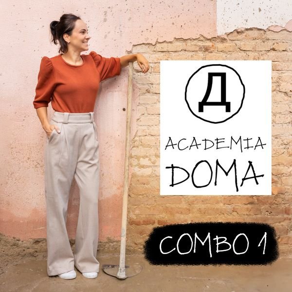 Estúdio de arquitetura da Academia Doma em São Paulo, com designer apontando fluxos de trabalho e templates de gestão.