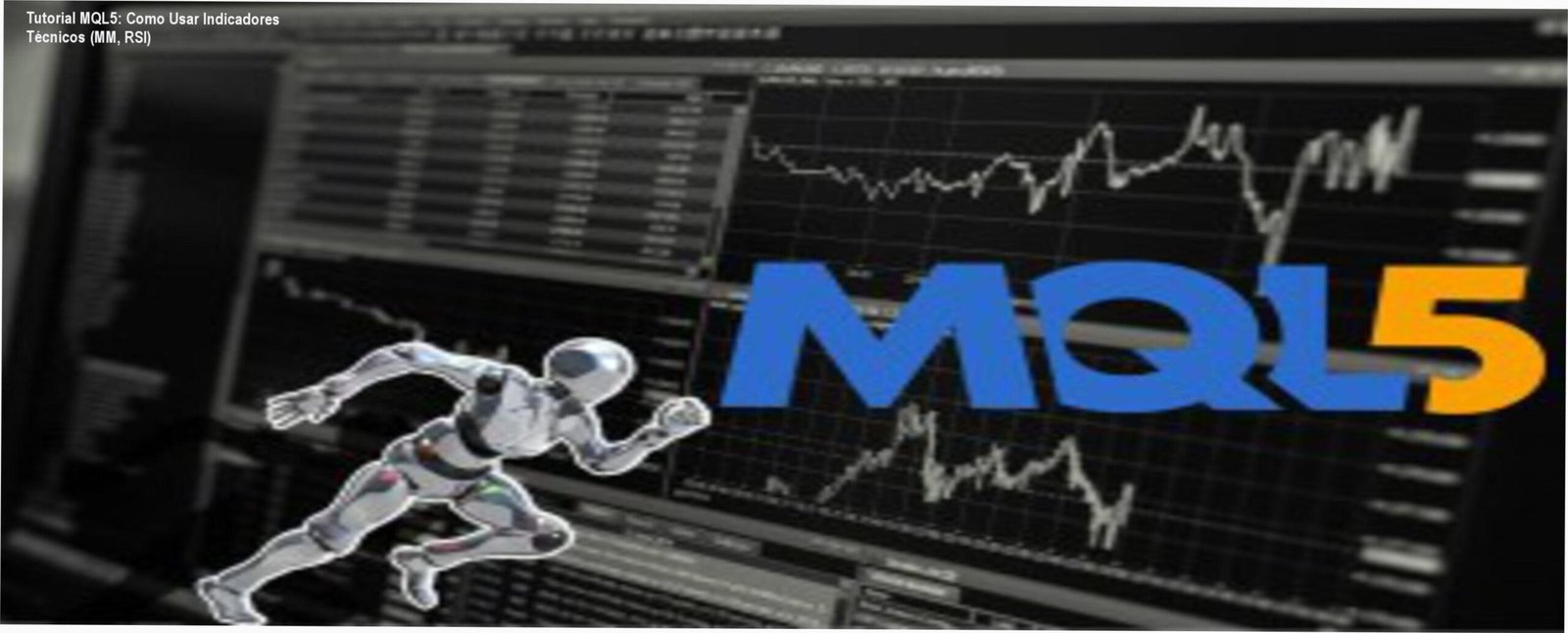 Captura de tela mostrando código MQL5 aplicando médias móveis e RSI