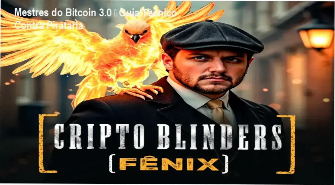 Imagem promocional do curso Mestres do Bitcoin 3.0 mostrando alerta de pirataria e compra segura