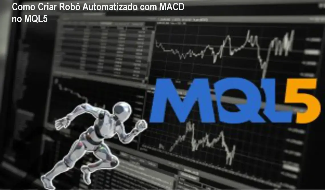 Tela mostrando código e gráficos do robô MACD desenvolvido no MQL5