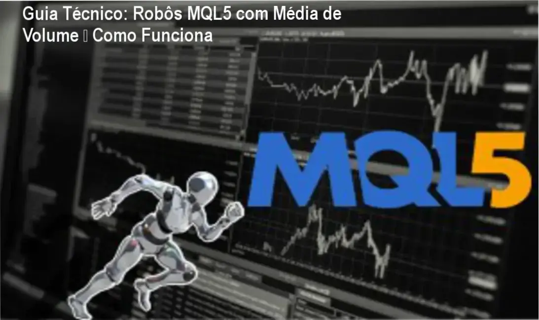 Tela mostrando código MQL5 de robô usando média de volume