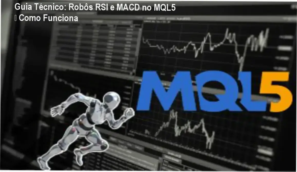 Guia Técnico: Robôs RSI e MACD no MQL5 – Como Funciona 10 Interface do código MQL5 mostrando robô automatizado com indicadores RSI e MACD