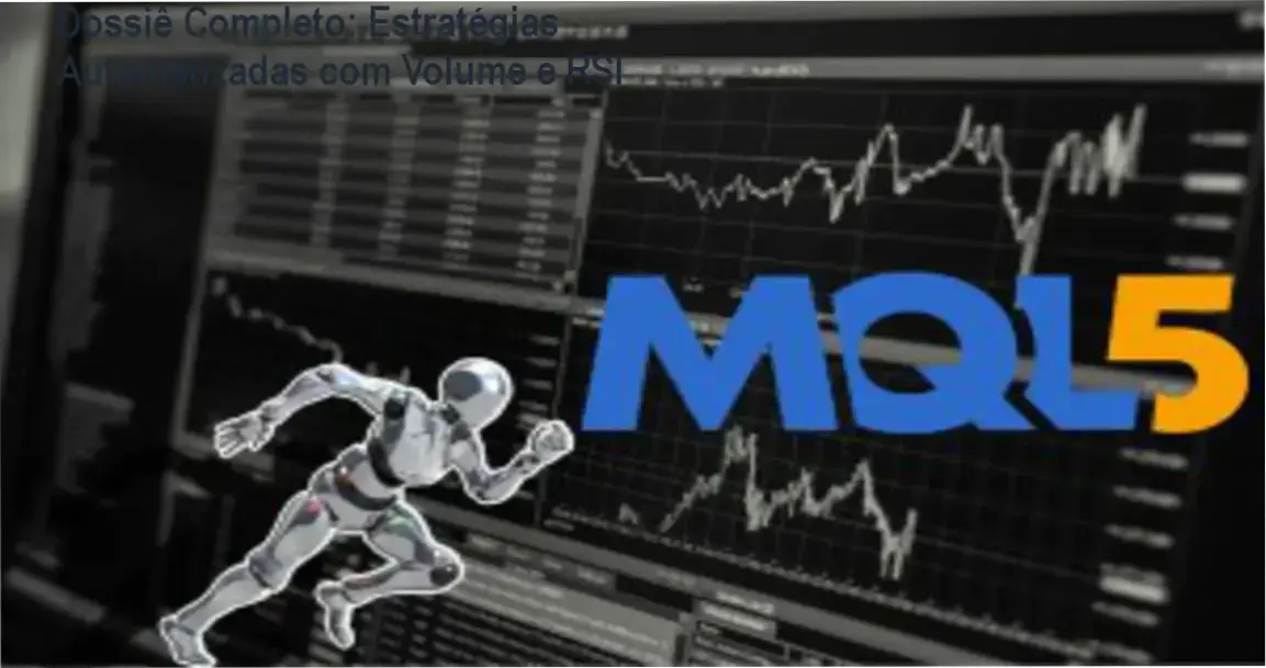 Tela mostrando código MQL5 de estratégia automatizada usando Volume e RSI