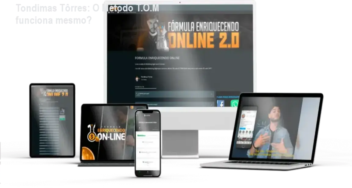 Interface do curso Fórmula Enriquecendo Online de Tondimas Tôrres mostrando bastidores e funcionamento