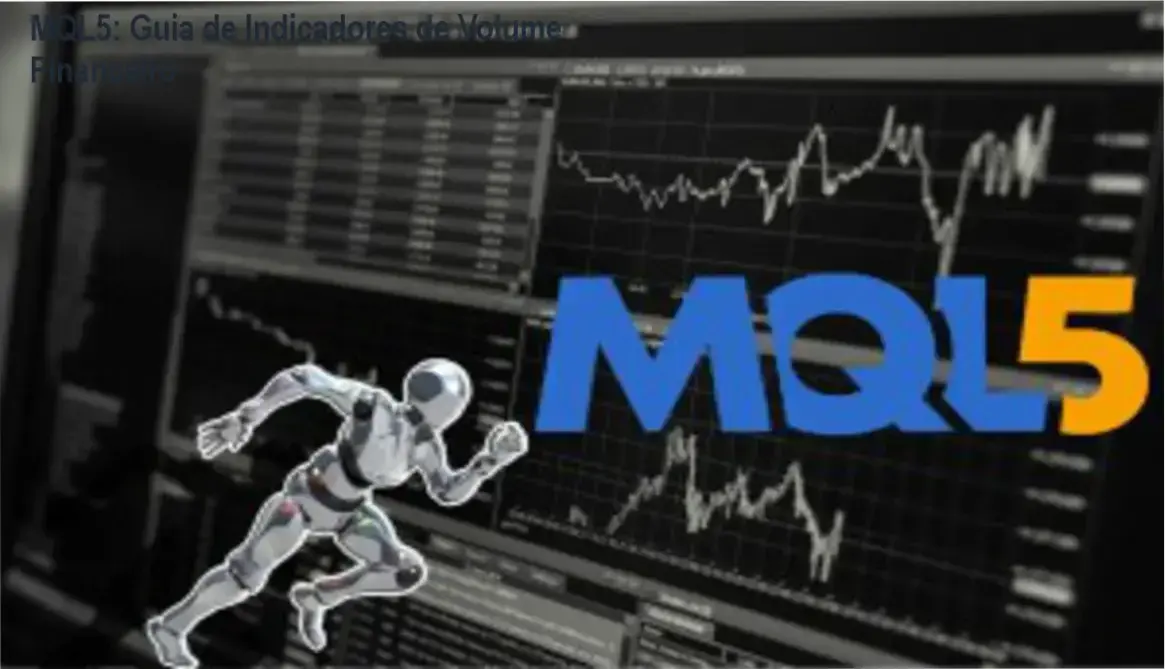 Interface de programação MQL5 exibindo gráficos de volume financeiro e código de indicadores customizados