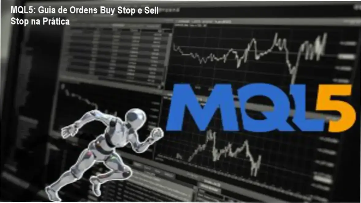 Interface de programação MQL5 demonstrando execução de ordens pendentes Buy Stop e Sell Stop